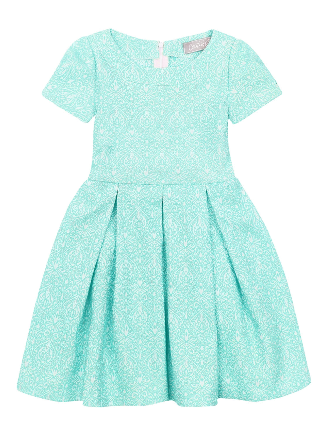 Kids Couture X Mia Belle Girls Mint Paisley Pleated Dress