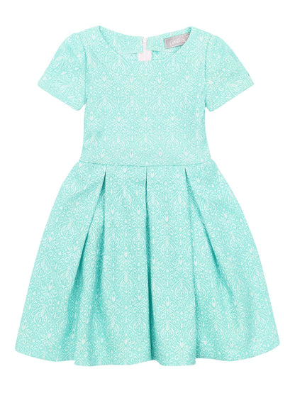 Kids Couture X Mia Belle Girls Mint Paisley Pleated Dress