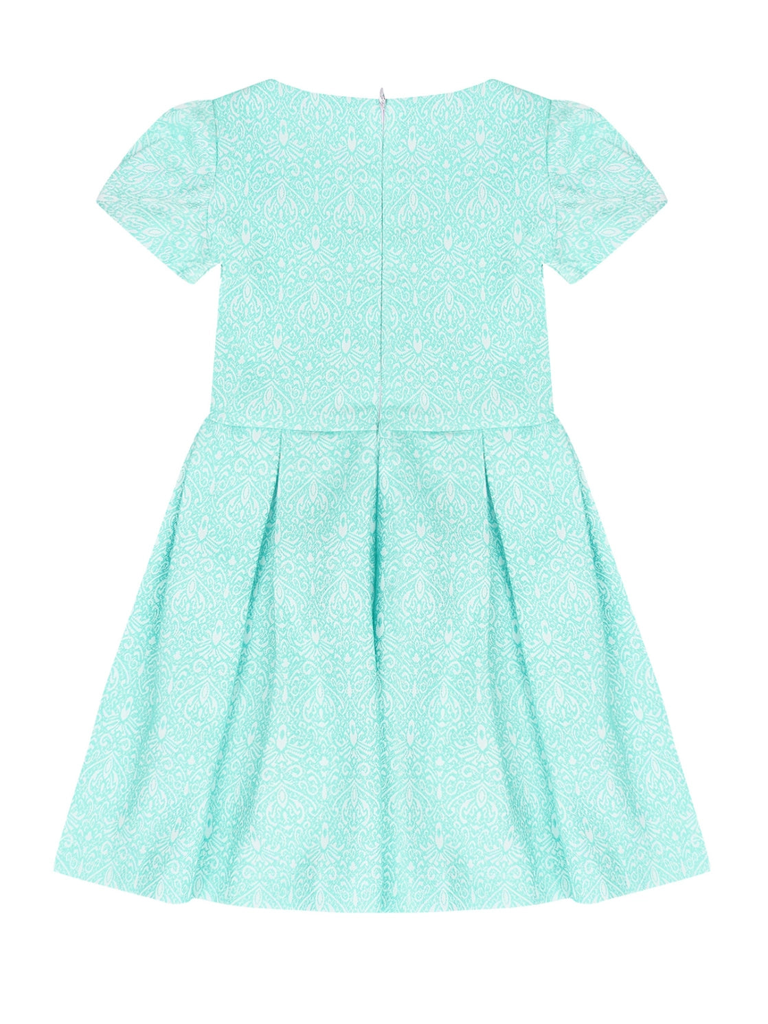 Kids Couture X Mia Belle Girls Mint Paisley Pleated Dress