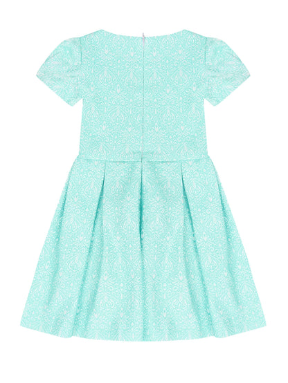 Kids Couture X Mia Belle Girls Mint Paisley Pleated Dress