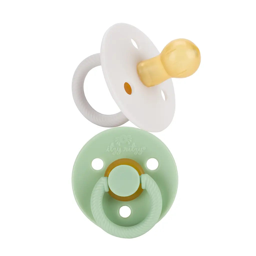 Itzy Soother™ Natural Rubber Paci Sets mint & white