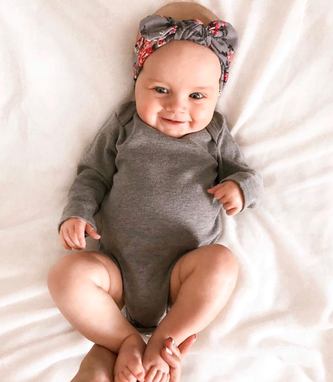 Baby headband grey floral