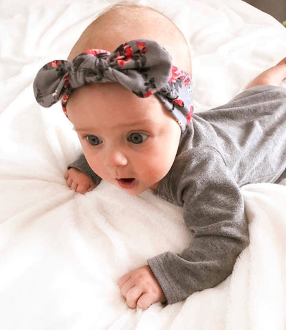 Baby headband grey floral