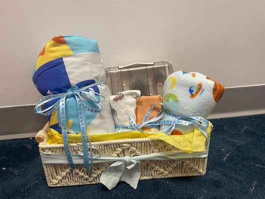 Space theme baby boy gift basket