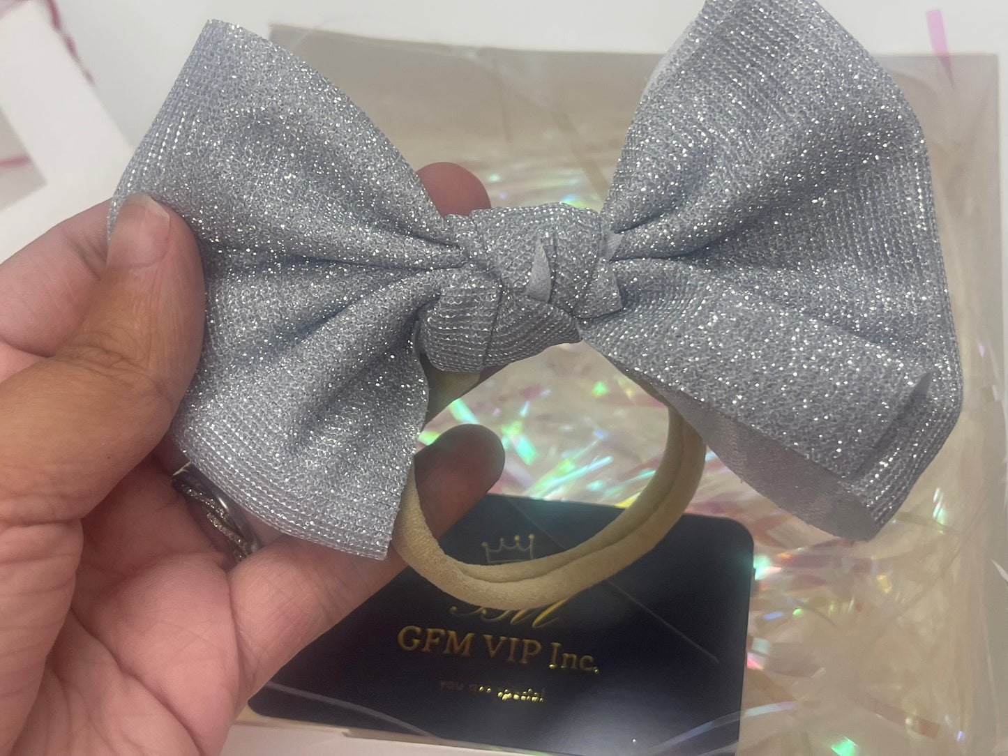 Sparkly lux hair bow baby headband