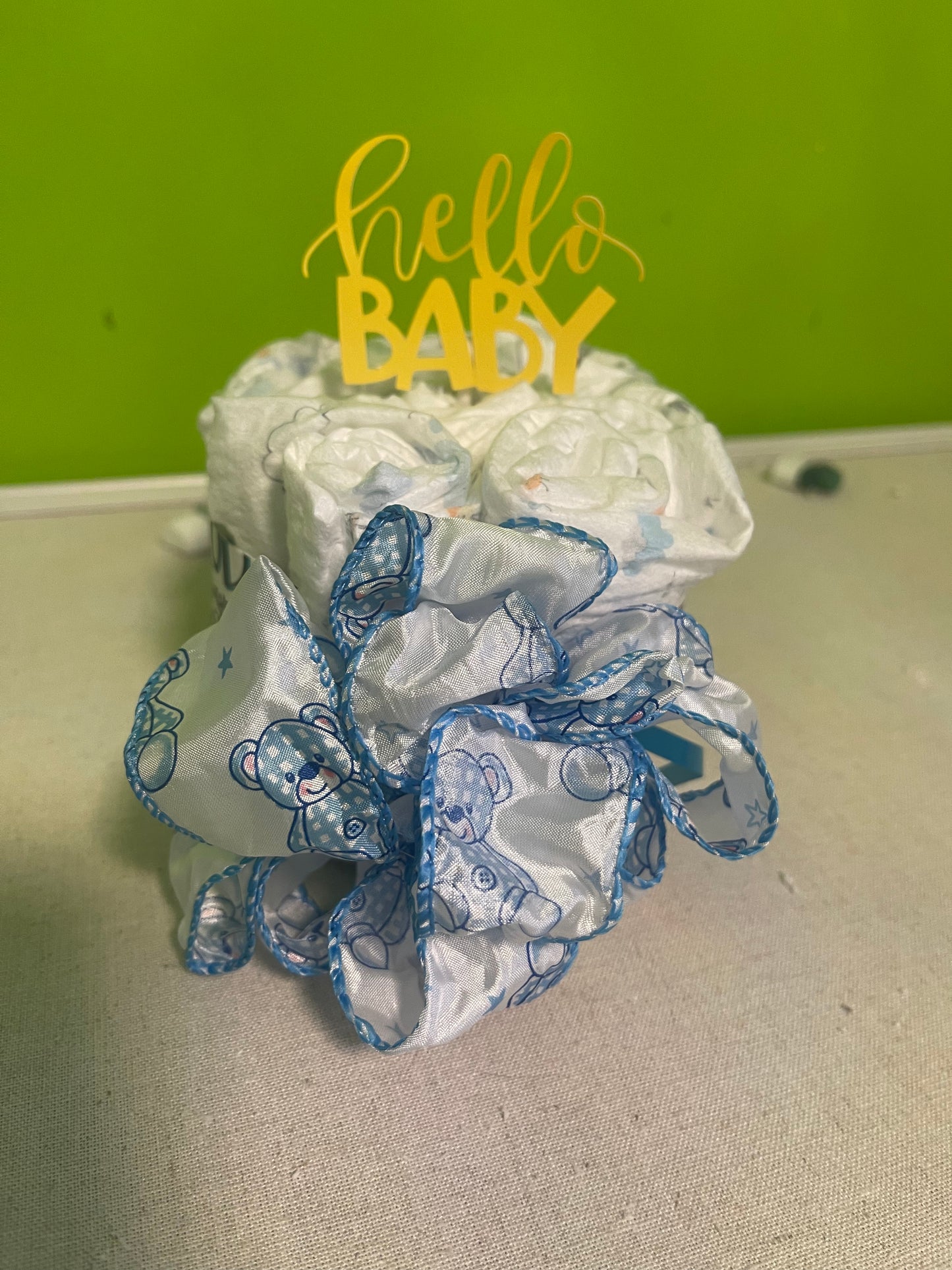 Hello baby diaper cake