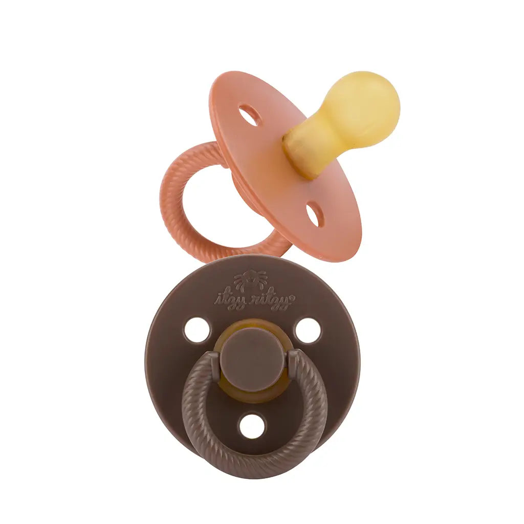 Itzy Soother™ Natural Rubber Paci set chocolate & caramel