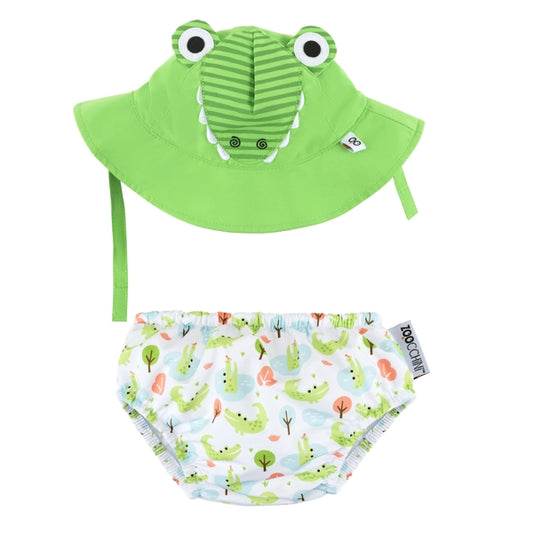 Baby Swim Diaper & Sun Hat Set - Aidan the Alligator