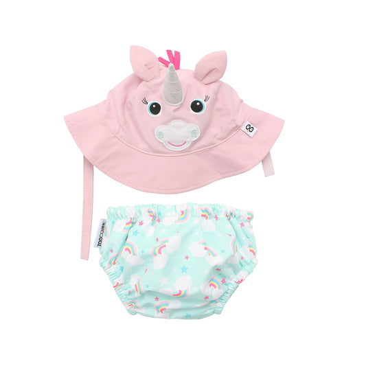 Baby Swim Diaper & Sun Hat Set - Allie the Alicorn