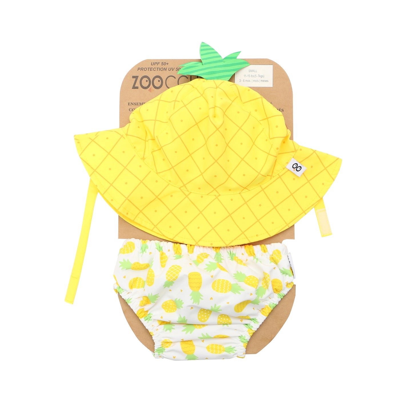 Baby Swim Diaper & Sun Hat Set - Pineapple