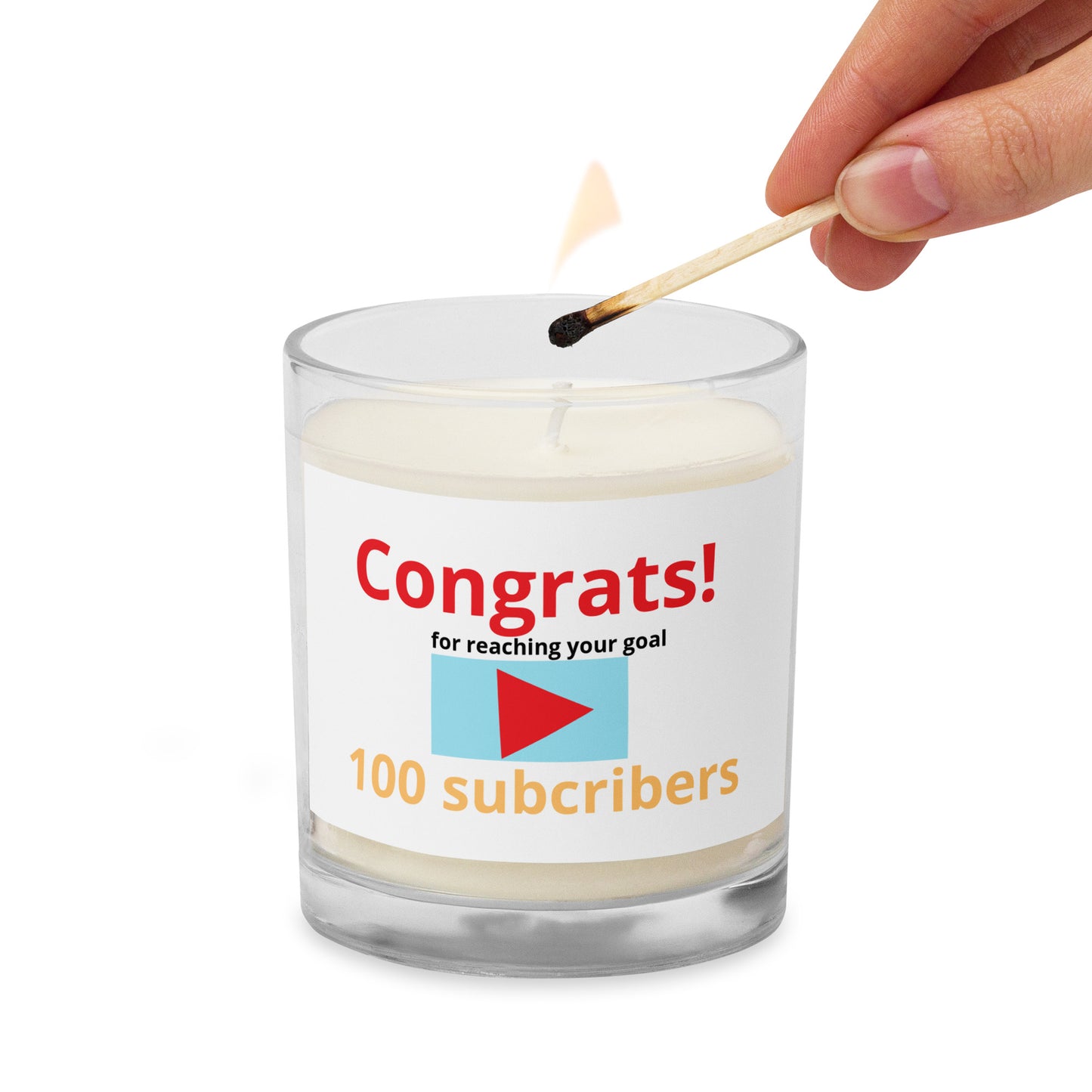 congrats on 100 YouTube subscribers Glass jar soy wax candle