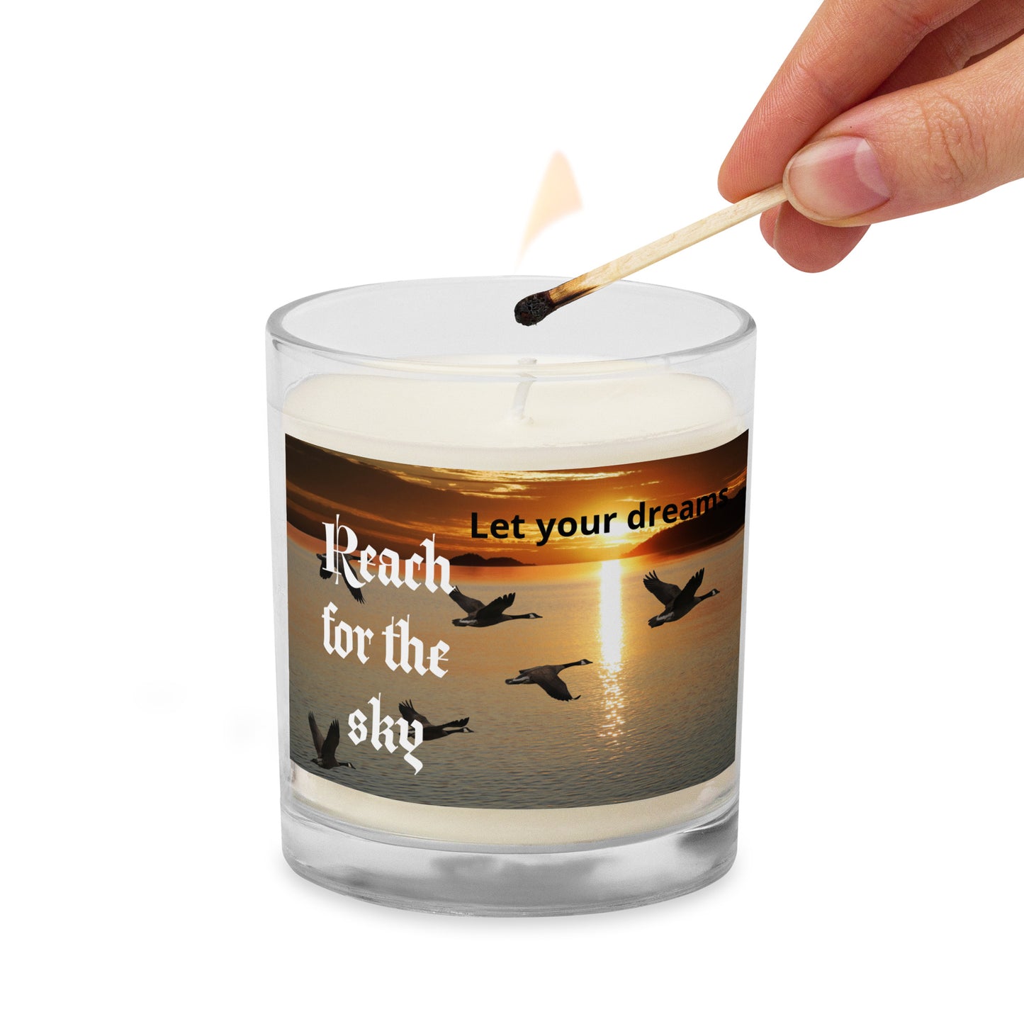 Let your dreams reach the sky ducks Glass jar soy wax candle