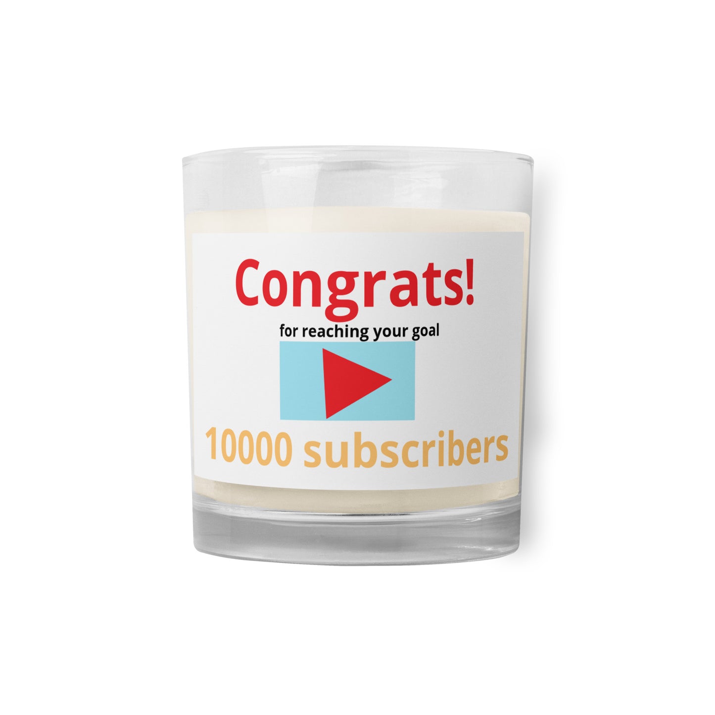 congrats on 10,000 subscribers Glass jar soy wax candle