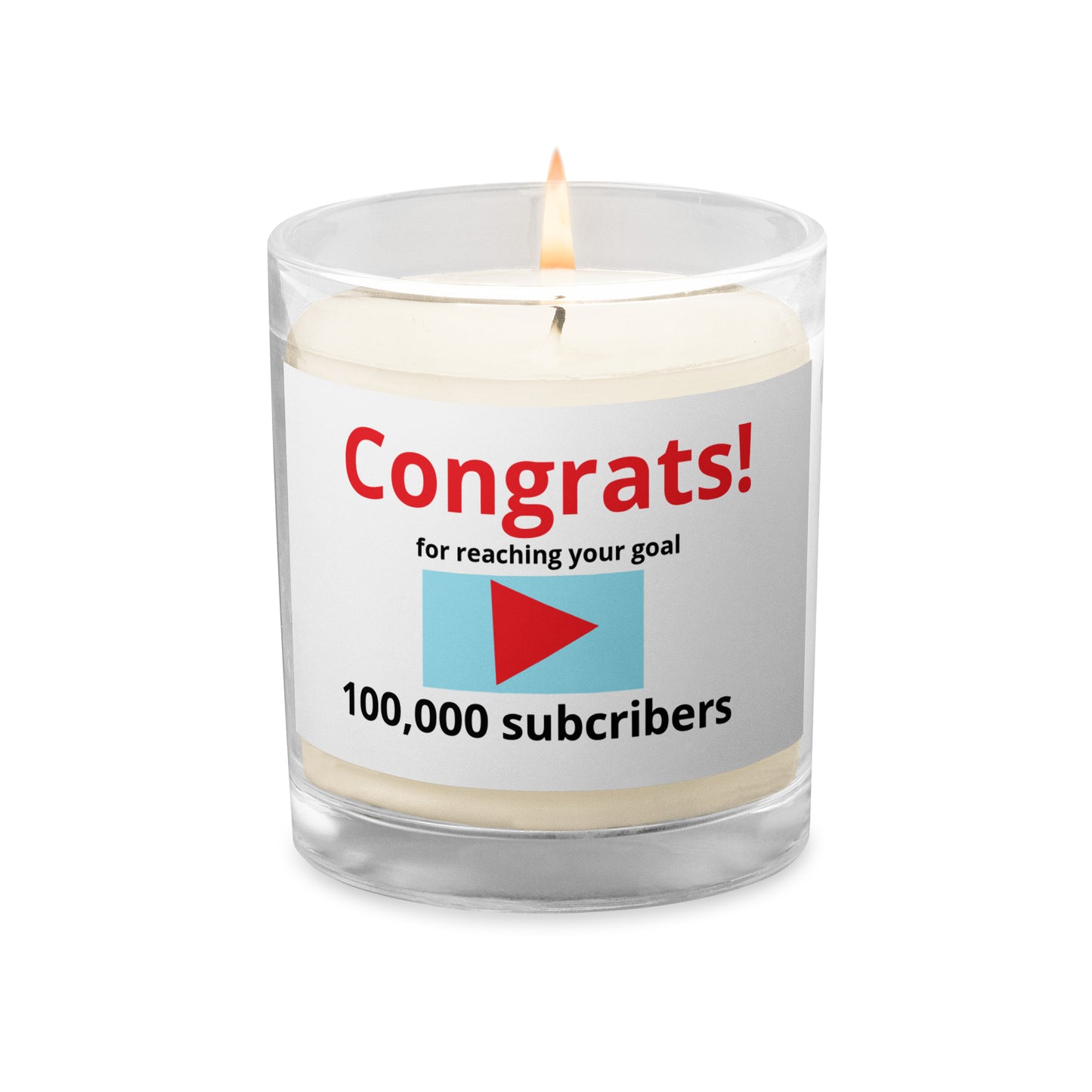 100,000 subscribers Glass jar soy wax candle