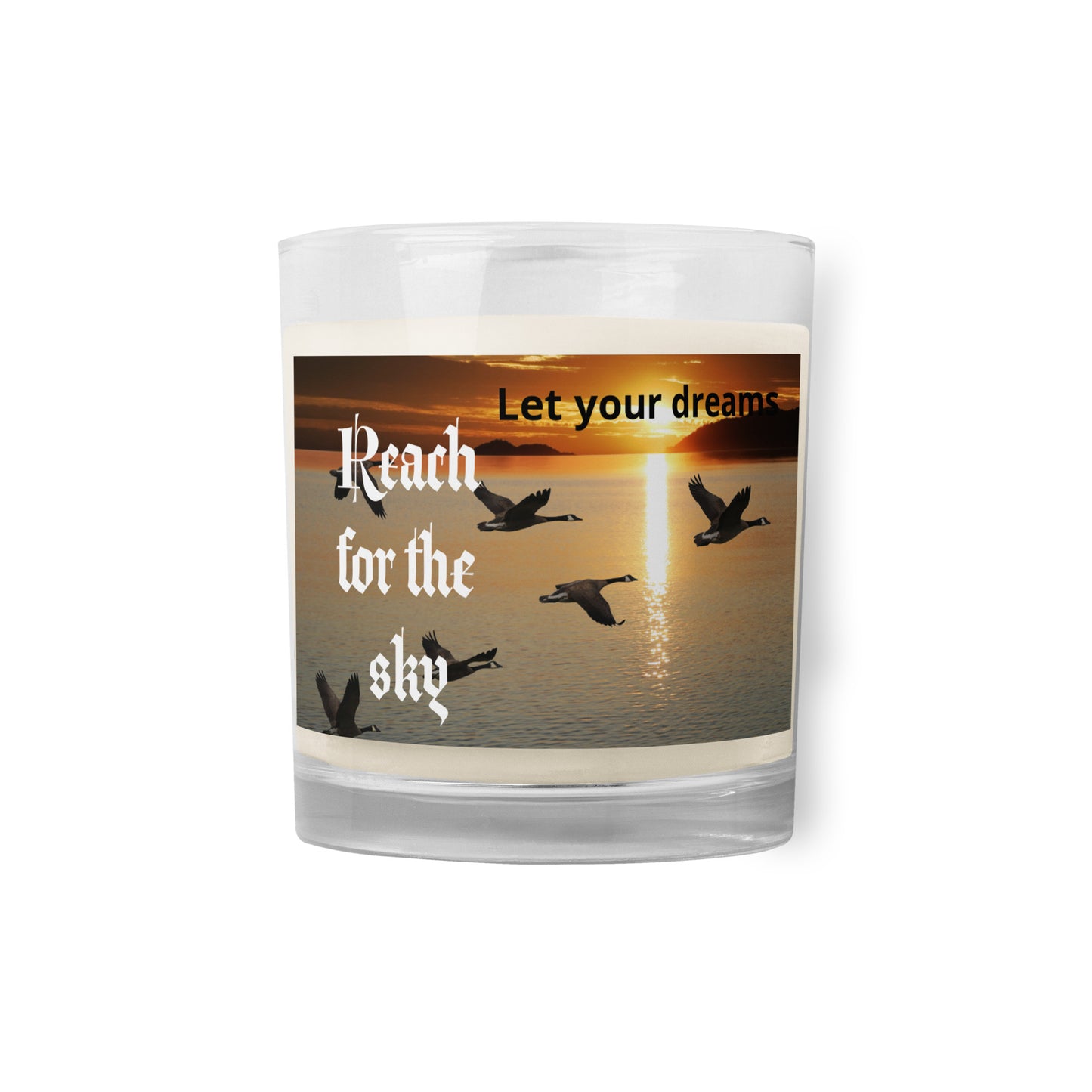 Let your dreams reach the sky ducks Glass jar soy wax candle